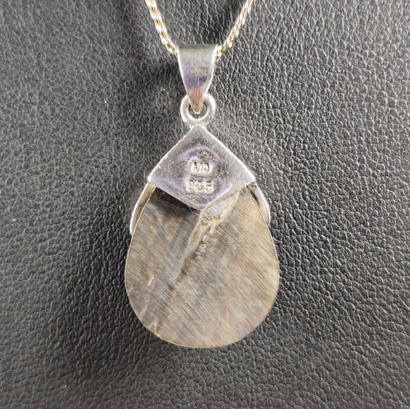 Pearl and Marcasite Sterling Silver Teardrop Necklace - Picture 3 of 4